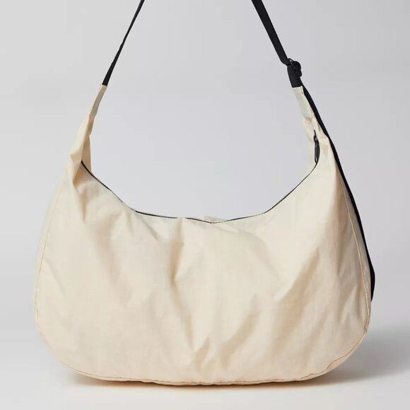 NWT - BAGGU Large Nylon Ivory Color Crescent Shoulder Bag - Picture 2 of 6
